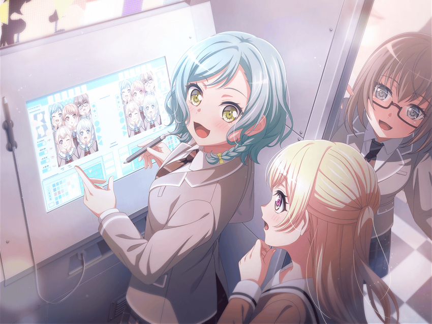 bang_dream! blue_eyes blue_hair dress hikawa_hina official_art short_hair