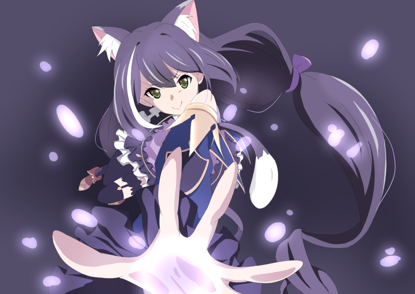 1girl animal_ears cat_ears cat_girl cat_tail eyebrows_visible_through_hair green_eyes hair_between_eyes highres karyl_(princess_connect!) kuroha_uma long_hair looking_at_viewer princess_connect! smile tail