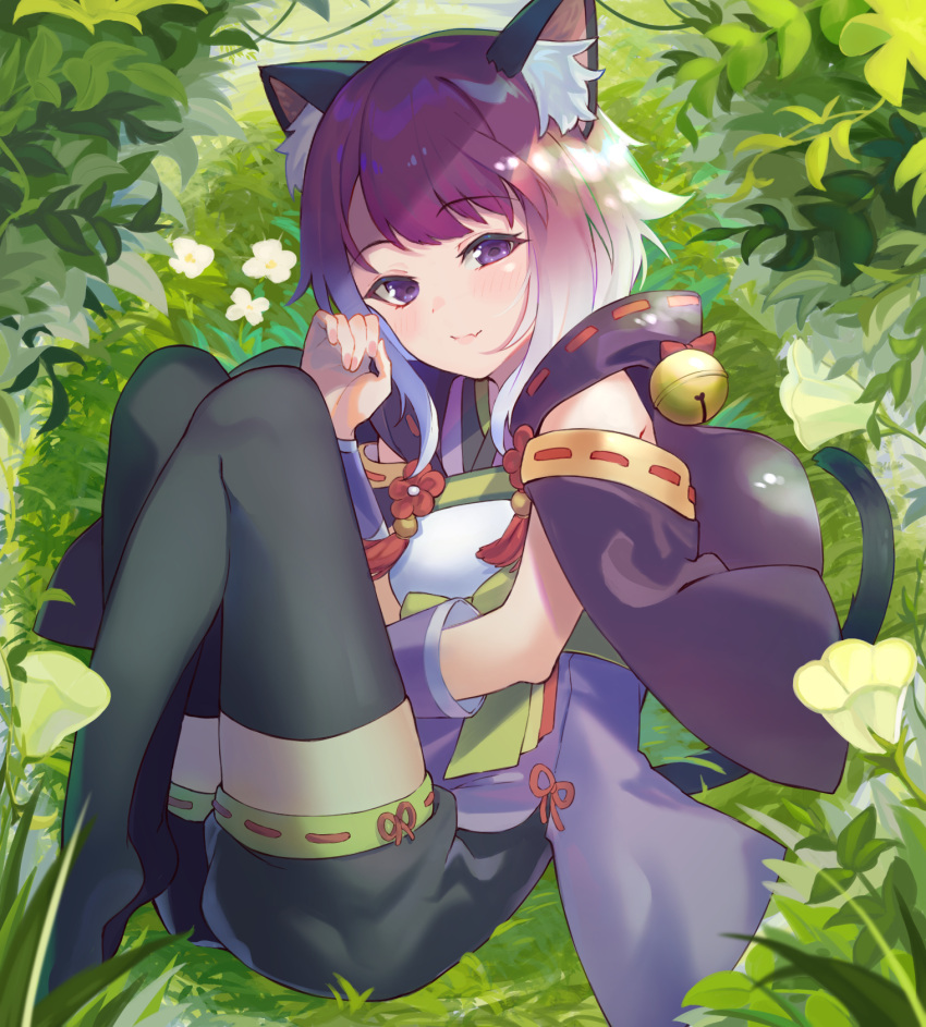1girl animal_ears blush cat_ears cat_girl cat_tail glass highres looking_at_viewer medium_hair princess_connect! purple_hair shimon_(31426784) smile tail tamaki_(princess_connect!) violet_eyes