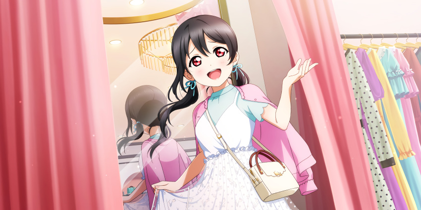 black_hair blush dress long_hair love_live!_school_idol_festival_all_stars red_eyes smile yazawa_nico