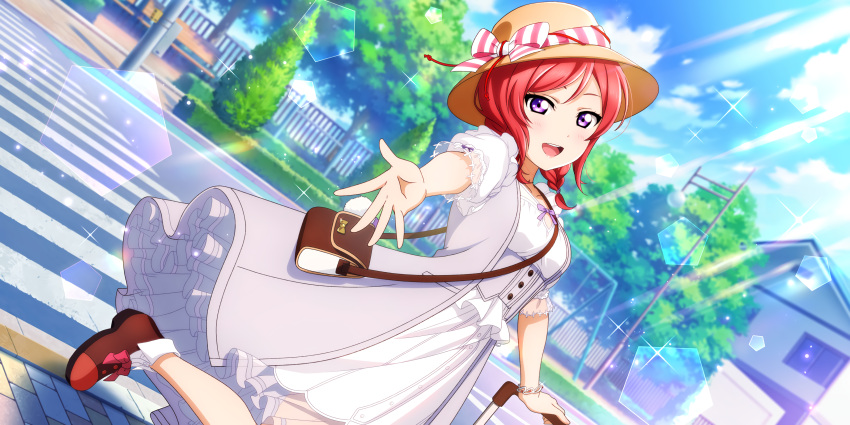 blush dress love_live!_school_idol_festival_all_stars nishikino_maki redhead short_hair smile violet_eyes