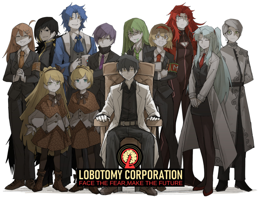 6+boys 6+girls a_(lobotomy_corporation) angela_(lobotomy_corporation) benjamin_(lobotomy_corporation) binah_(lobotomy_corporation) black_hair blonde_hair blue_hair blue_neckwear brown_hair chesed_(lobotomy_corporation) gebura_(lobotomy_corporation) green_hair green_neckwear hod_(lobotomy_corporation) hokma_(lobotomy_corporation) kan_(aaaaari35) lobotomy_corporation long_hair looking_at_viewer malkuth_(lobotomy_corporation) multiple_boys multiple_girls necktie netzach_(lobotomy_corporation) open_mouth purple_hair red_neckwear silver_hair tagme tiphereth_a_(lobotomy_corporation) tiphereth_b_(lobotomy_corporation) yesod_(lobotomy_corporation)