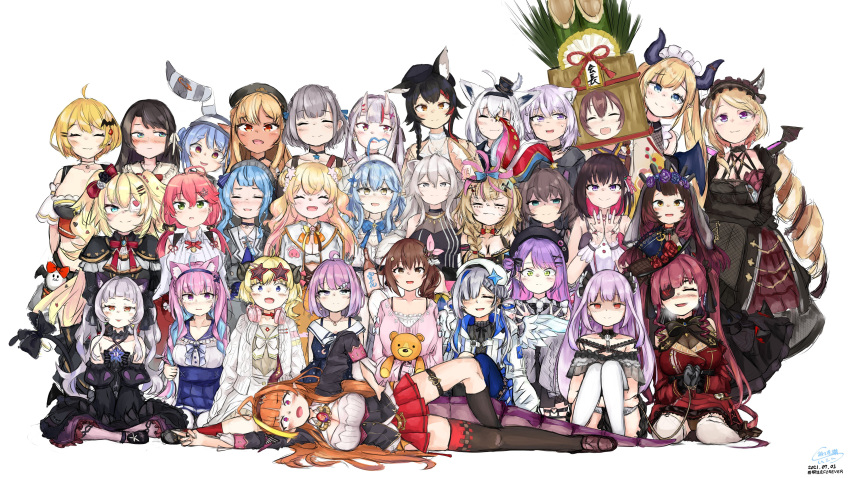 6+girls absurdres akai_haato aki_rosenthal amane_kanata azki_(hololive) commentary_request everyone highres himemori_luna hololive hoshimachi_suisei houshou_marine inugami_korone kiryu_coco minato_aqua momosuzu_nene multiple_girls murasaki_shion nakiri_ayame natsuiro_matsuri nekomata_okayu official_alternate_costume omaru_polka ookami_mio oozora_subaru roboco-san sakura_miko shirakami_fubuki shiranui_flare shirogane_noel shishiro_botan suzu_coconatu tokino_sora tokoyami_towa tsunomaki_watame uruha_rushia usada_pekora virtual_youtuber yozora_mel yukihana_lamy yuzuki_choco