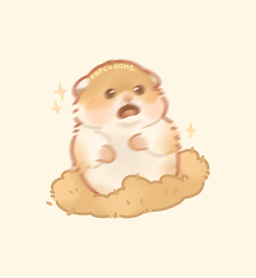 animal animal_focus artist_name blush derivative_work hamster highres kapebeansies meme motion_blur no_humans open_mouth original photo-referenced scared screaming simple_background solo sparkle tongue