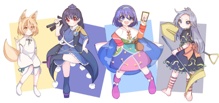 4girls beiebeid iizunamaru_megumu kudamaki_tsukasa multiple_girls tenkyuu_chimata touhou unconnected_marketeers