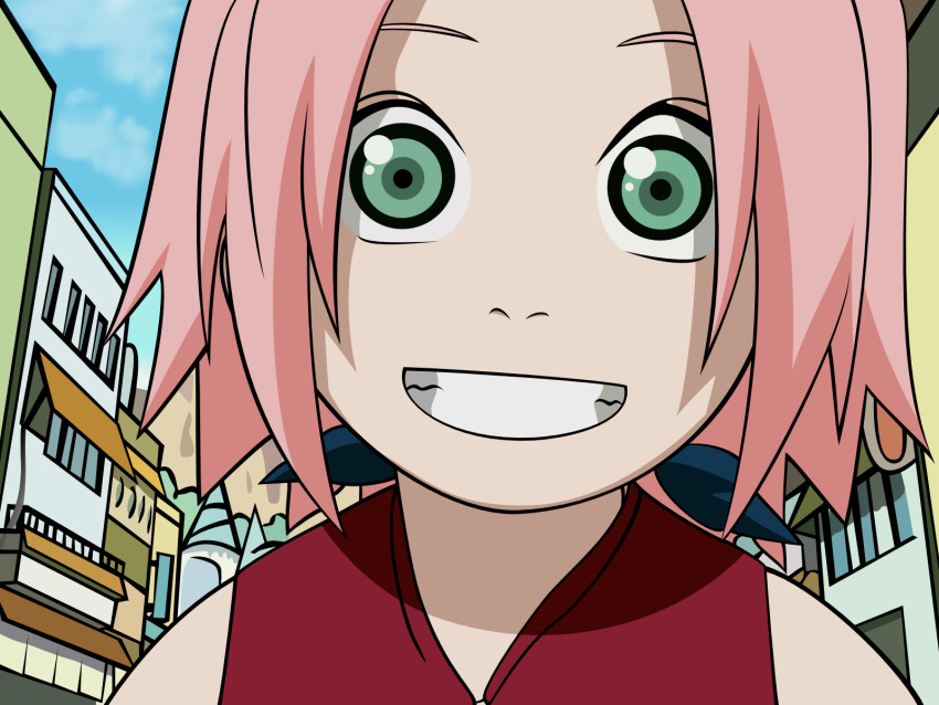 close haruno_sakura mongler naruto pink_hair short_hair smile