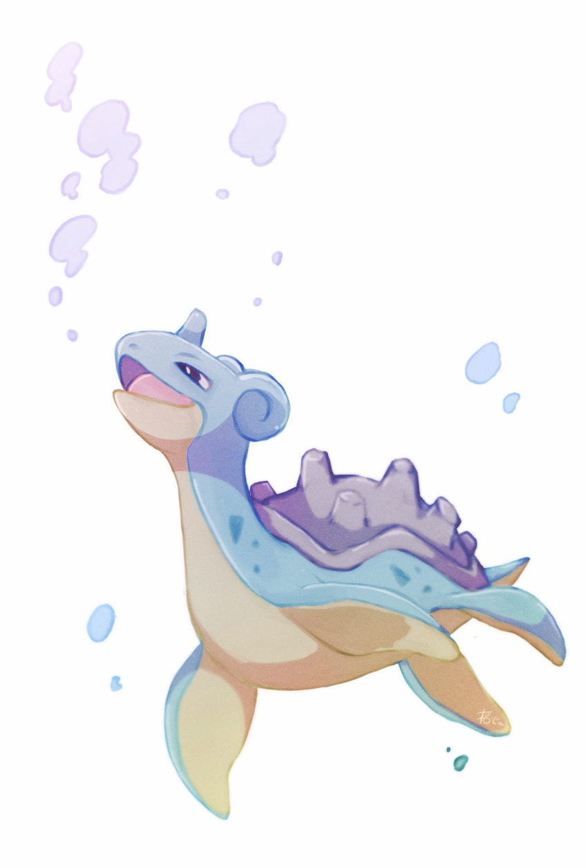 black_eyes bright_pupils commentary_request full_body gen_1_pokemon highres lapras neejyu no_humans open_mouth pokemon pokemon_(creature) smile solo tongue white_background white_pupils