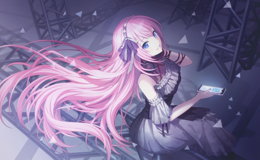 blue_eyes dress long_hair megurine_luka pink_hair project_sekai smile