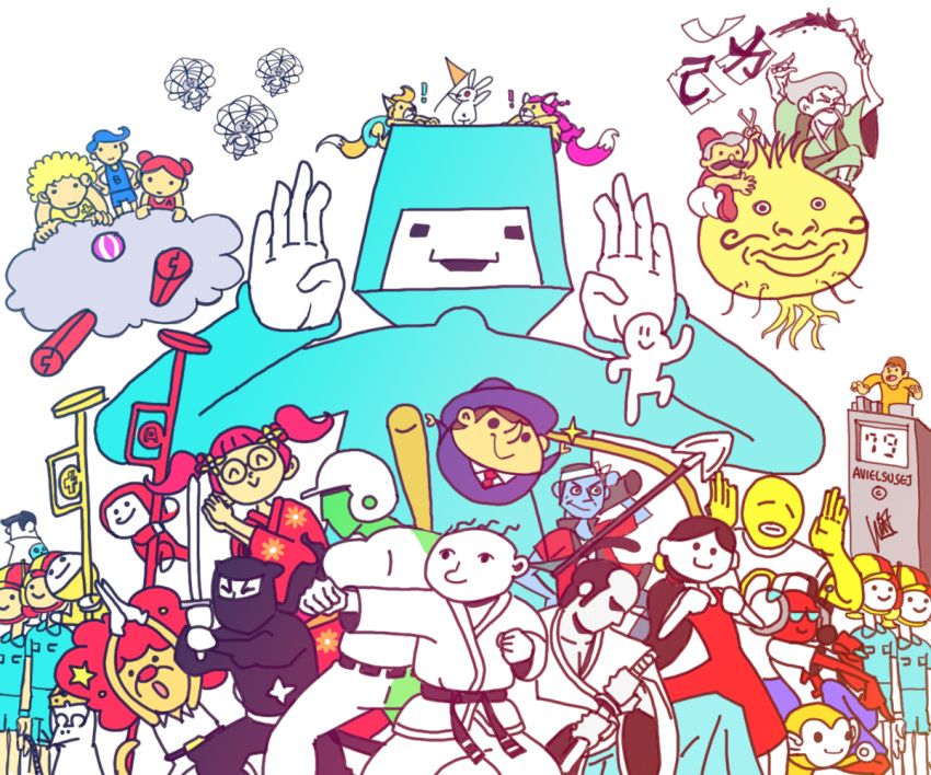 6+boys 6+girls air_batter aka-chan_(rhythm_tengoku) animal animalization ao-kun avielsusej behind_red_and_yellow character_request cheese clappy_lion contestant doctor donpan everyone girl_(rhythm_heaven) girl_(rhythm_tengoku) glasses human karate_joe kii-yan kimono lion monkey mouse ninja ninja_(rhythm_heaven) nintendo onion pauline_(rhythm_heaven) play-yan rabbit rap_man rhythm_heaven rhythm_tengoku rhythm_tengoku_(game) samurai simple_background soldier space_dancer squadmate tram_(rhythm_heaven) white-skin wizard wizard_(rhythm_heaven)