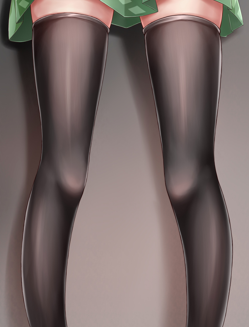 1girl absurdres black_legwear commentary_request feet_out_of_frame feng_ling_(fenglingwulukong) green_skirt grey_background highres legs lower_body miniskirt reiuji_utsuho skirt solo thigh-highs touhou