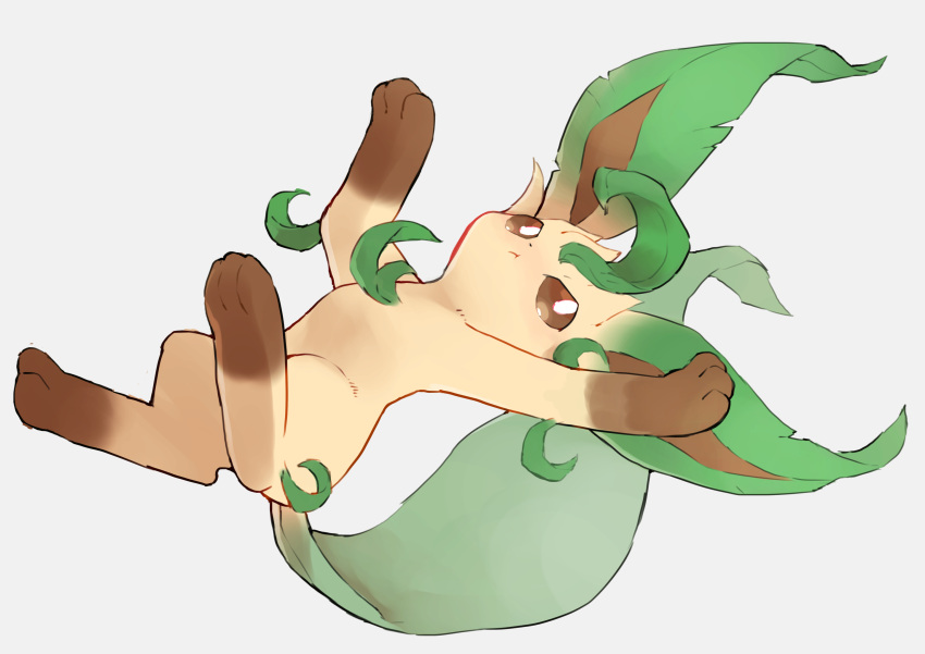 :t brown_eyes closed_mouth commentary_request full_body gen_4_pokemon highres kikuyoshi_(tracco) leafeon looking_at_viewer no_humans paws pokemon pokemon_(creature) solo toes