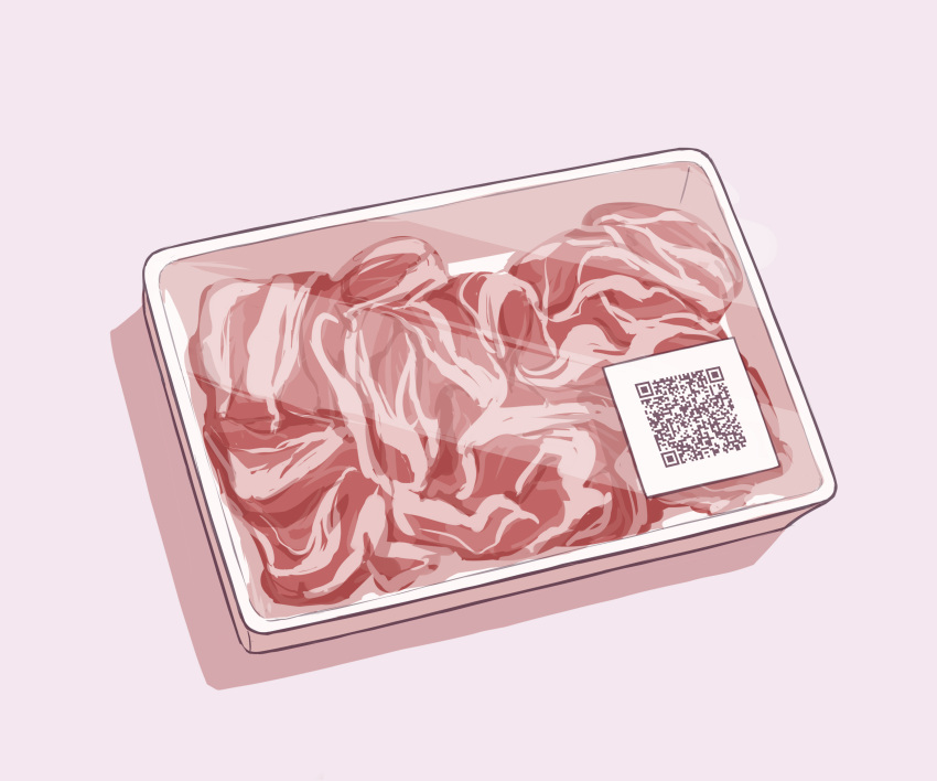 absurdres avogado6 commentary_request food highres meat no_humans original pink_background qr_code simple_background