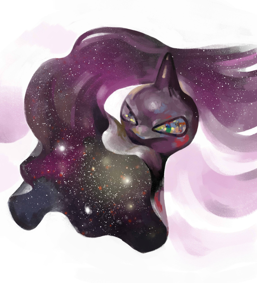 absurdres closed_mouth floating galaxy gen_3_pokemon highres no_humans one-hour_drawing_challenge pokemon pokemon_(creature) senzaki-ryosuke shuppet simple_background solo space star_(sky) white_background