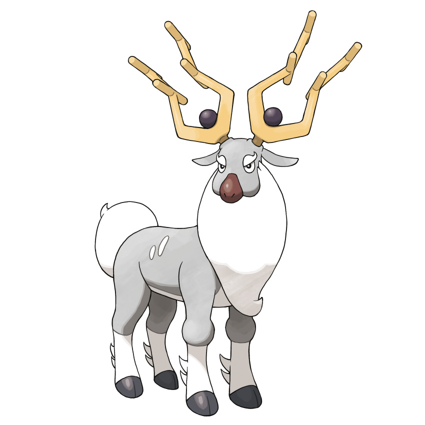 absurdres animal_focus antlers artist_request black_eyes deer full_body highres no_humans official_art outline pokemon pokemon_(creature) pokemon_(game) pokemon_legends:_arceus solo standing transparent_background white_outline wyrdeer