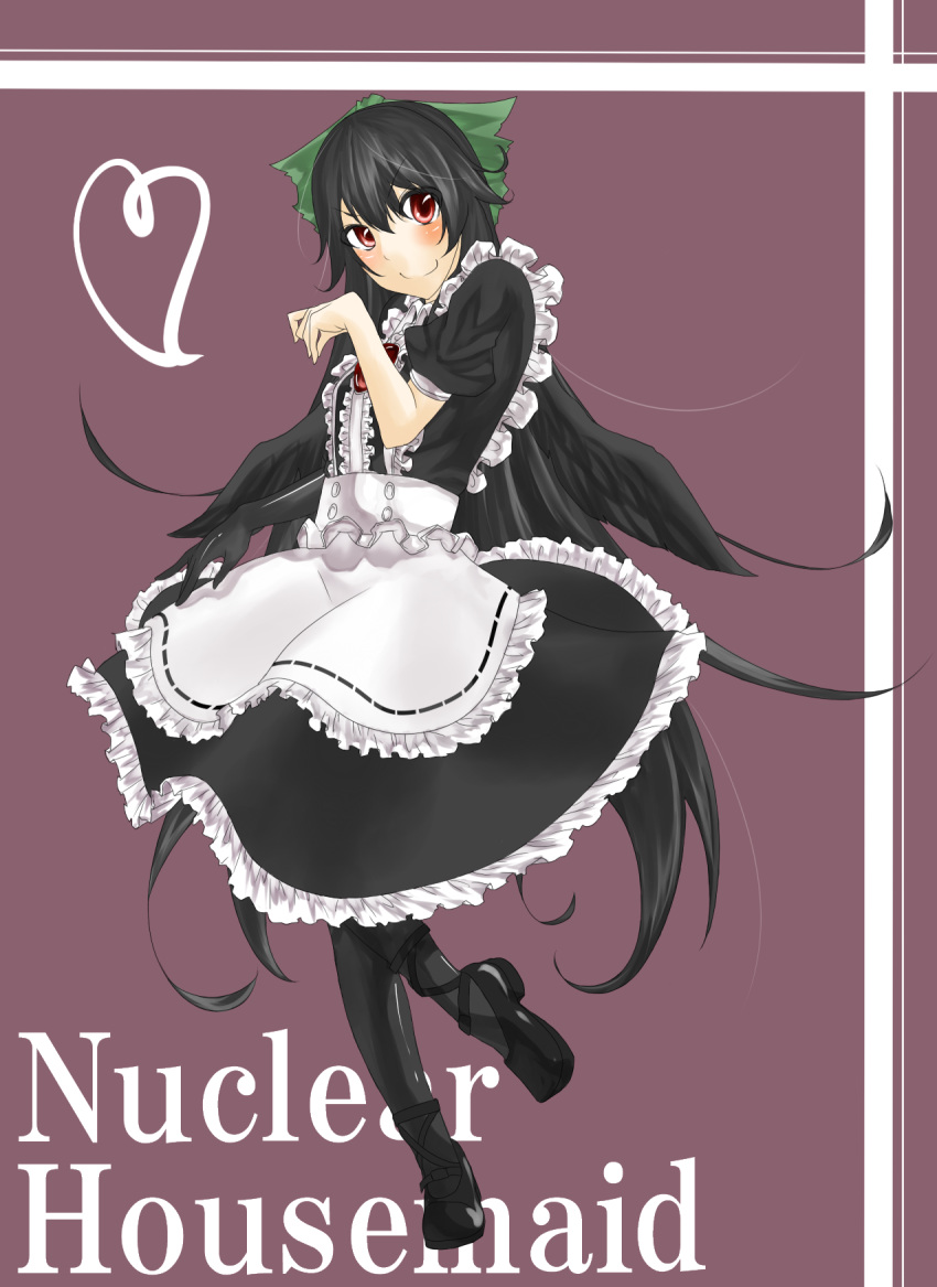 bow eyes hair_bow hair_ribbon highres long_hair maid red_eyes reiuji_utsuho ribbon steelkonnyaku touhou wings