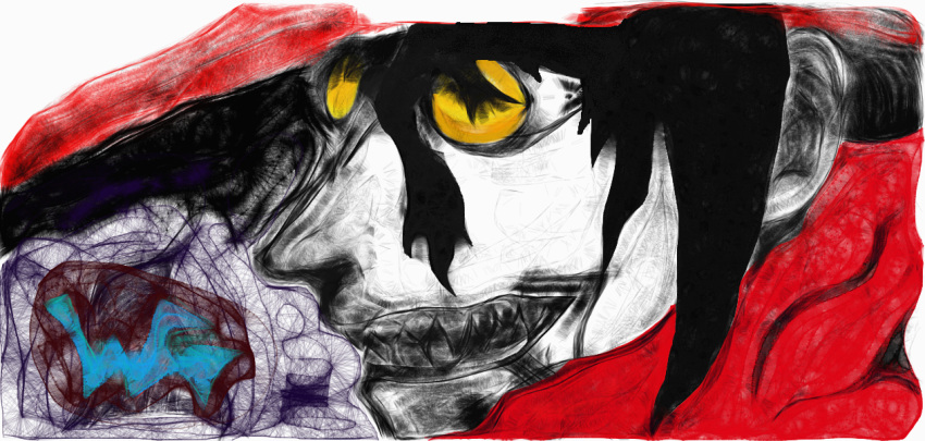 abstract alucard_(hellsing) artist_request black_hair face hat hellsing sunglasses teeth vampire