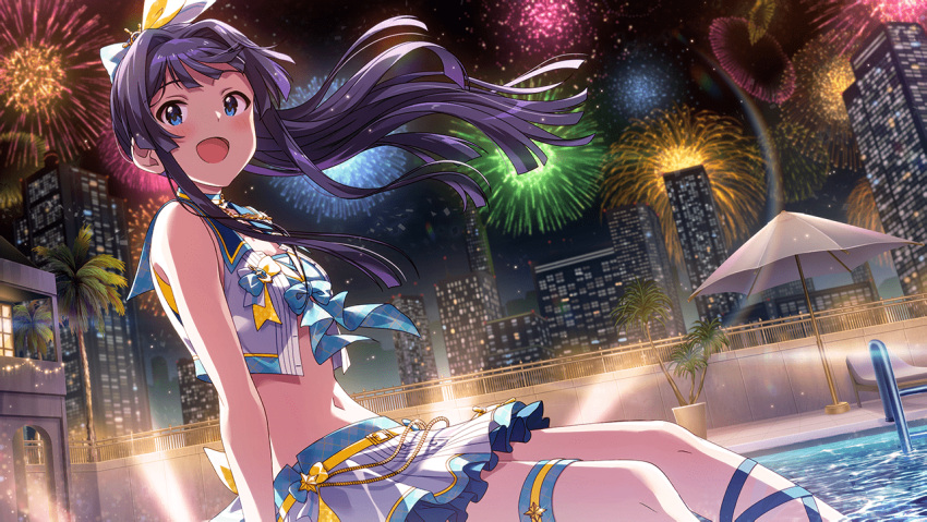 bikini blue_eyes blush idolmaster_million_live!_theater_days long_hair mogami_shizuka purple_hair smile