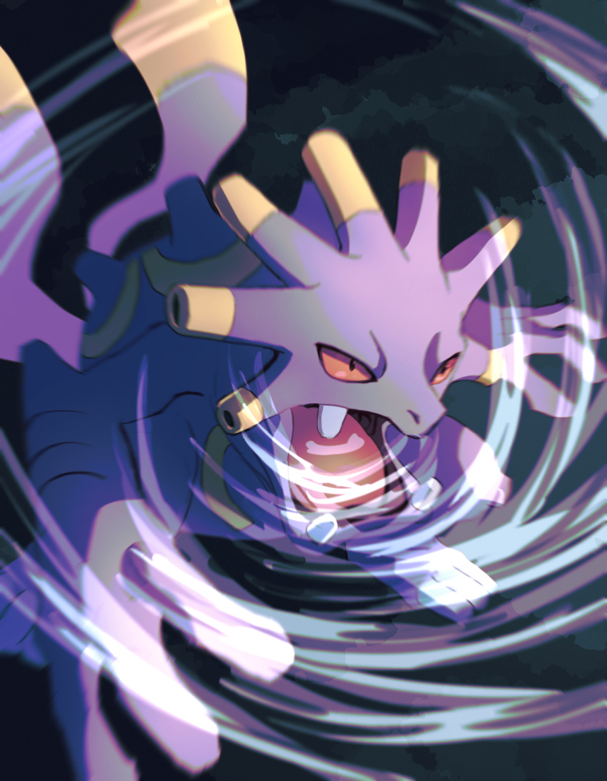 blurry commentary_request exploud fangs fusenryo gen_3_pokemon highres no_humans open_mouth pokemon pokemon_(creature) shouting solo standing toes tongue