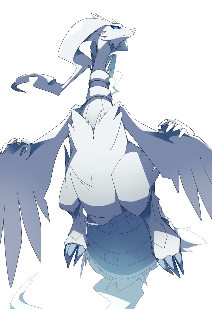 blue_eyes claws closed_mouth commentary_request gen_5_pokemon highres kura_(shironagasu02) legendary_pokemon looking_to_the_side no_humans pokemon pokemon_(creature) reshiram simple_background solo white_background white_fur