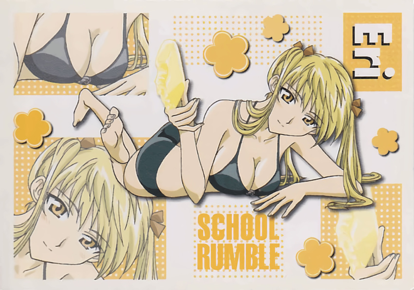 1girl absurdres barefoot bikini highres multiple_views sawachika_eri school_rumble smile swimsuit twintails