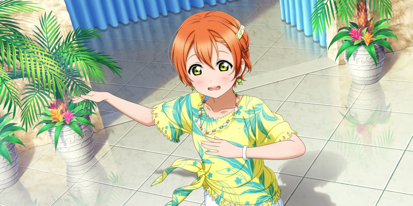 green_eyes hoshizora_rin love_live!_school_idol_festival_all_stars orange_hair shirt short_hair