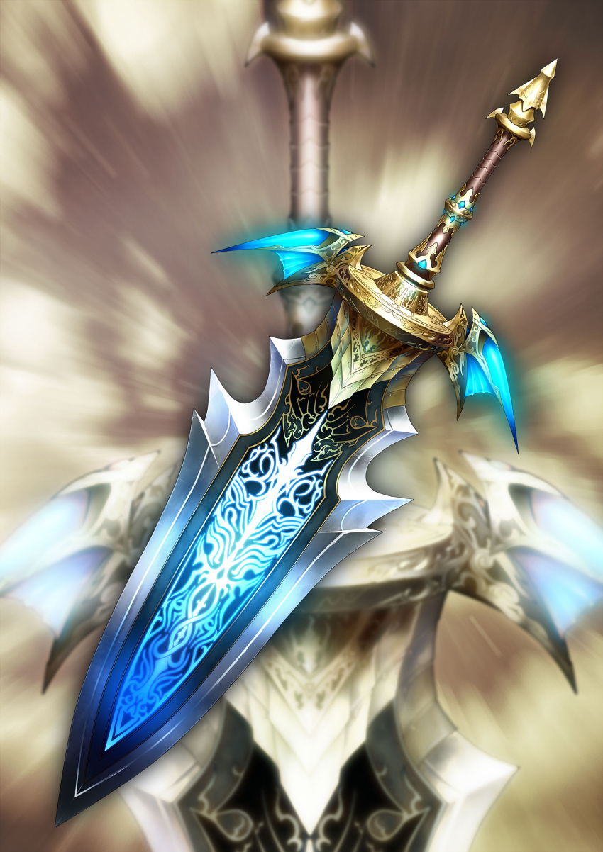 alexia_(world_end_eclipse) commentary_request copyright_request fantasy harunori_oogami highres no_humans simple_background still_life sword weapon weapon_focus wings
