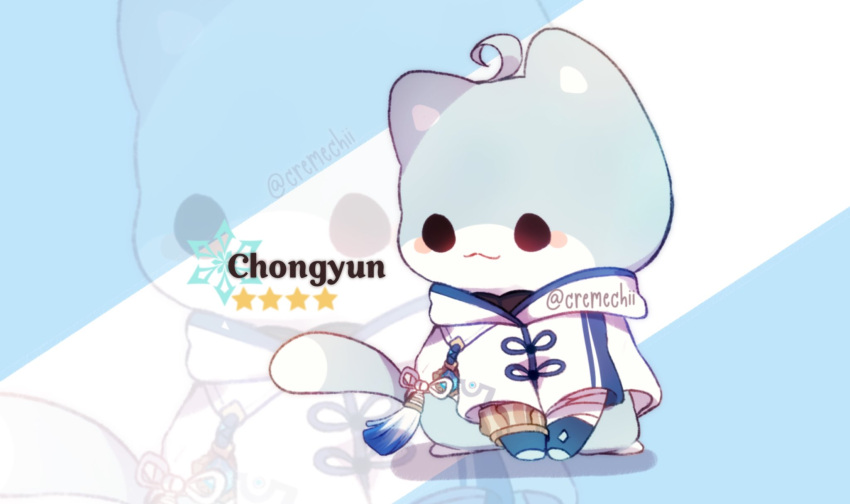 ahoge artist_name blush cat chinese_clothes chongyun_(genshin_impact) cremechii fur genshin_impact highres no_humans