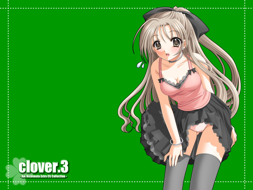 clover clover_(game_cg) green highres nishimata_aoi thighhighs wallpaper
