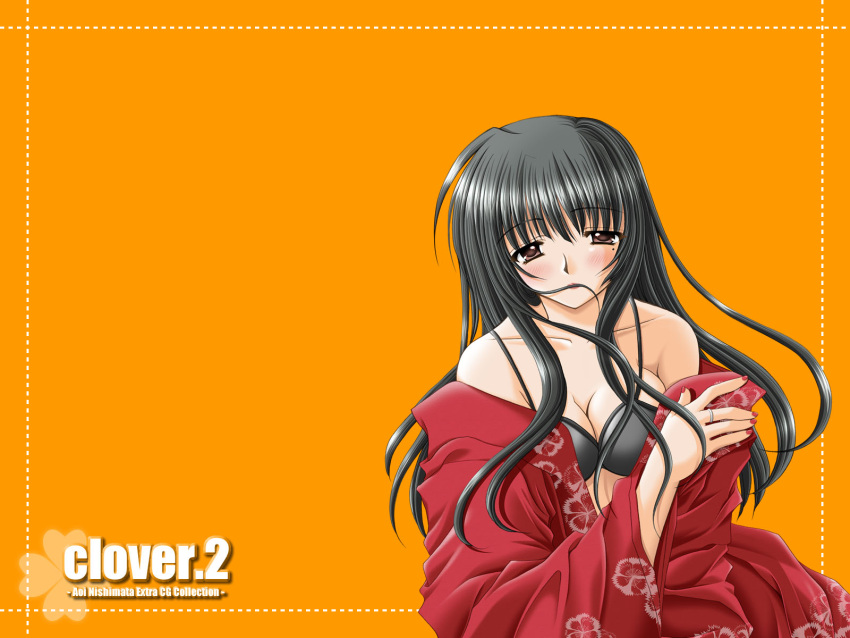 clover clover_(game_cg) highres japanese_clothes nishimata_aoi orange wallpaper