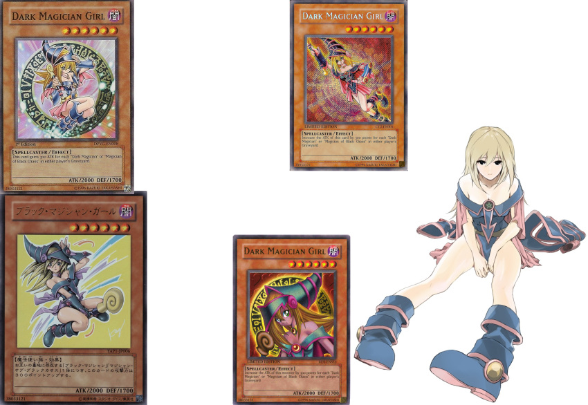 bare_shoulders blonde_hair boots breasts cleavage dark_magician_girl redux yu-gi-oh!