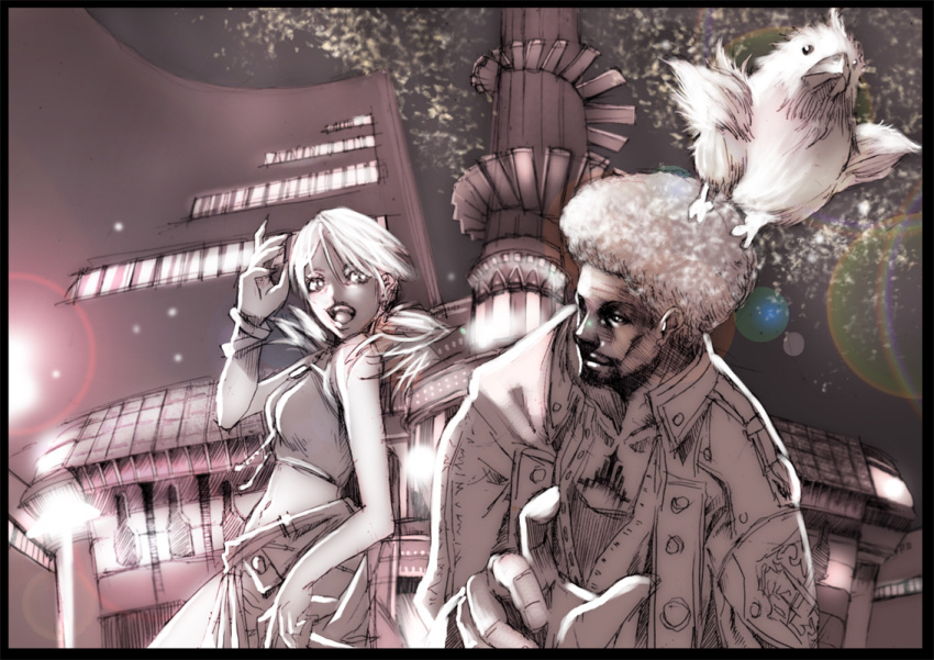 afro bad_id chicobo chocobo final_fantasy final_fantasy_xiii fireworks oerba_dia_vanille sazh_katzroy yamada_(ff11r18)