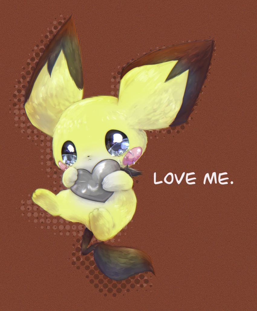 absurdres commentary_request crying english_text gigii2810 highres holding looking_at_viewer no_humans pichu pokemon pokemon_(creature) red_background solo tears toes