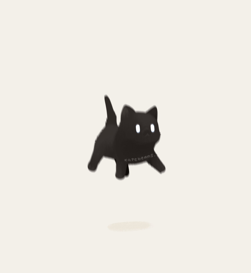 animal animal_focus artist_name black_cat cat derivative_work full_body highres jumping kapebeansies meme motion_blur no_humans original photo-referenced shadow simple_background solid_oval_eyes solo