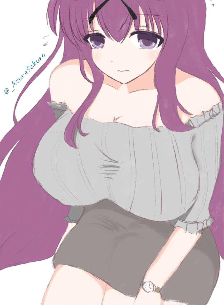 azuresakura breasts highres murasaki_(senran_kagura) purple_theme senran_kagura