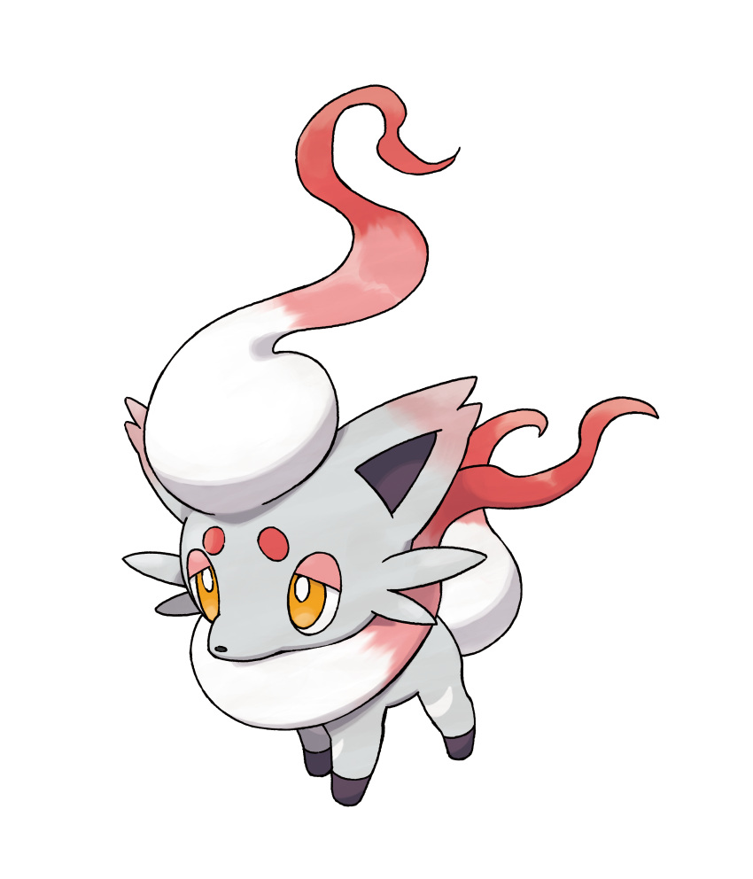 absurdres bright_pupils creature full_body half-closed_eyes highres hisuian_zorua looking_up no_humans official_art orange_eyes pokemon pokemon_(creature) pokemon_(game) pokemon_legends:_arceus solo standing transparent_background white_pupils