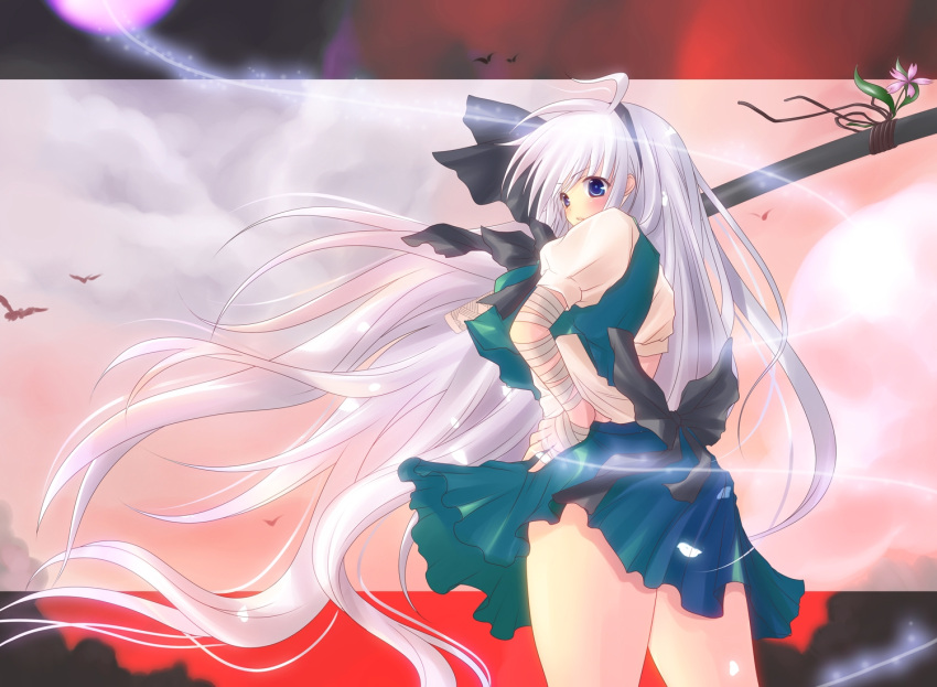 bad_id blue_eyes hairband highres konpaku_youmu konpaku_youmu_(ghost) long_hair maryquant myon silver_hair solo sword touhou weapon