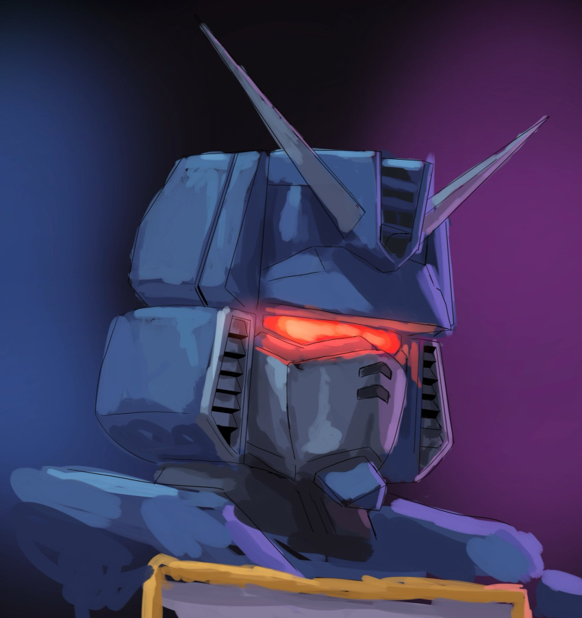 decepticon english_commentary glowing gundam highres looking_ahead mecha no_humans portrait procreate_(medium) redustheriotact science_fiction sketch solo soundwave transformers v-fin visor