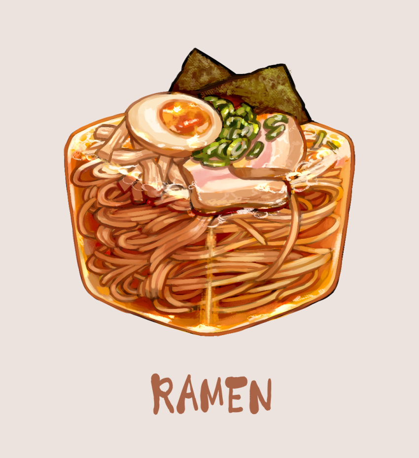 cube egg english_text food food_focus grey_background hardboiled_egg no_humans noodles nori_(seaweed) original ramen saino simple_background