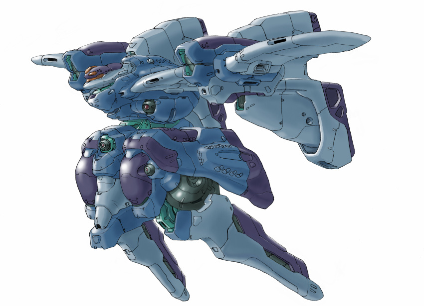 azuki_nao floating from_side highres mecha no_arms no_humans original science_fiction simple_background solo visor white_background