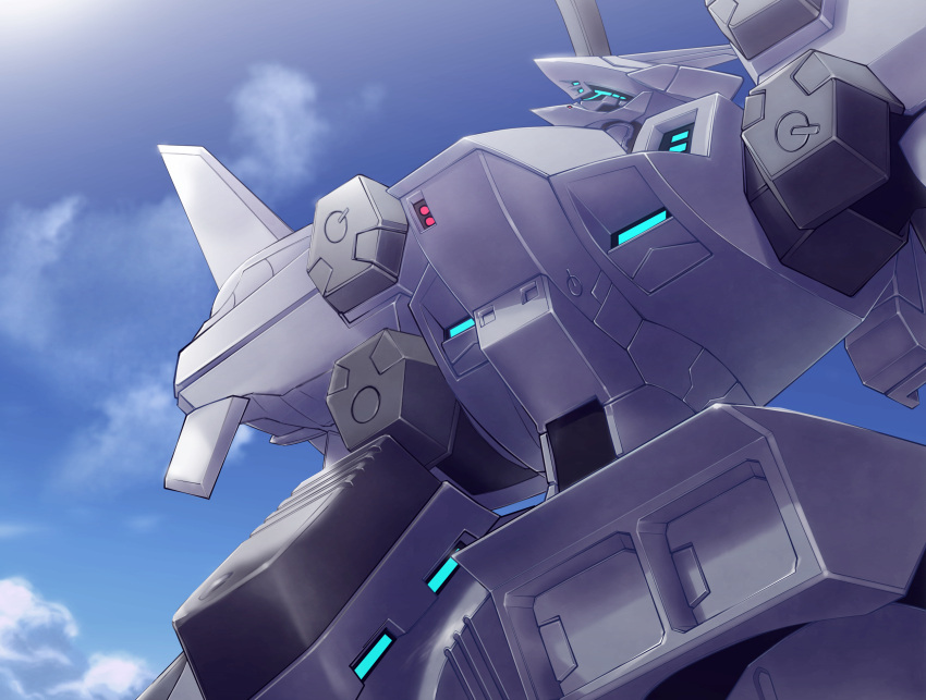 artist_request clouds dutch_angle ef-2000_typhoon_(muvluv) from_below game_cg highres looking_up mecha muvluv muvluv_alternative muvluv_alternative_chronicles no_humans official_art science_fiction sky solo tactical_surface_fighter visor