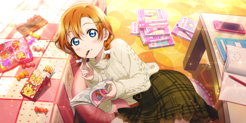 blue_eyes blush dress kousaka_honoka love_live!_school_idol_festival_all_stars orange_hair short_hair smile