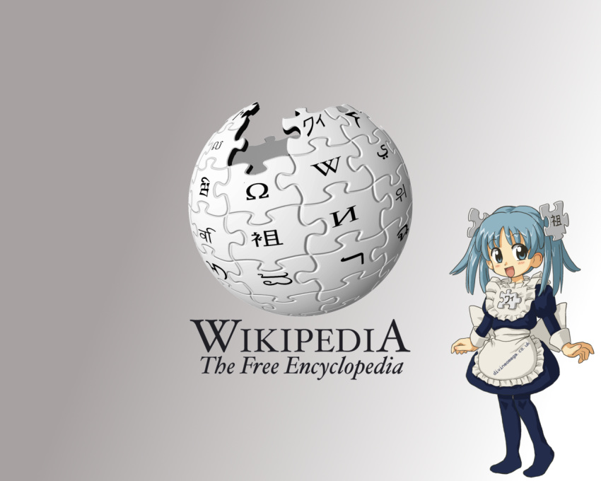blue_eyes blue_hair blush internet maid os-tan twintails wikipe-tan wikipedia