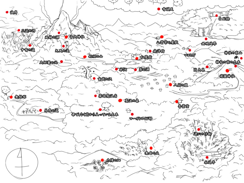 gensoukyou map monochrome touhou translation_request
