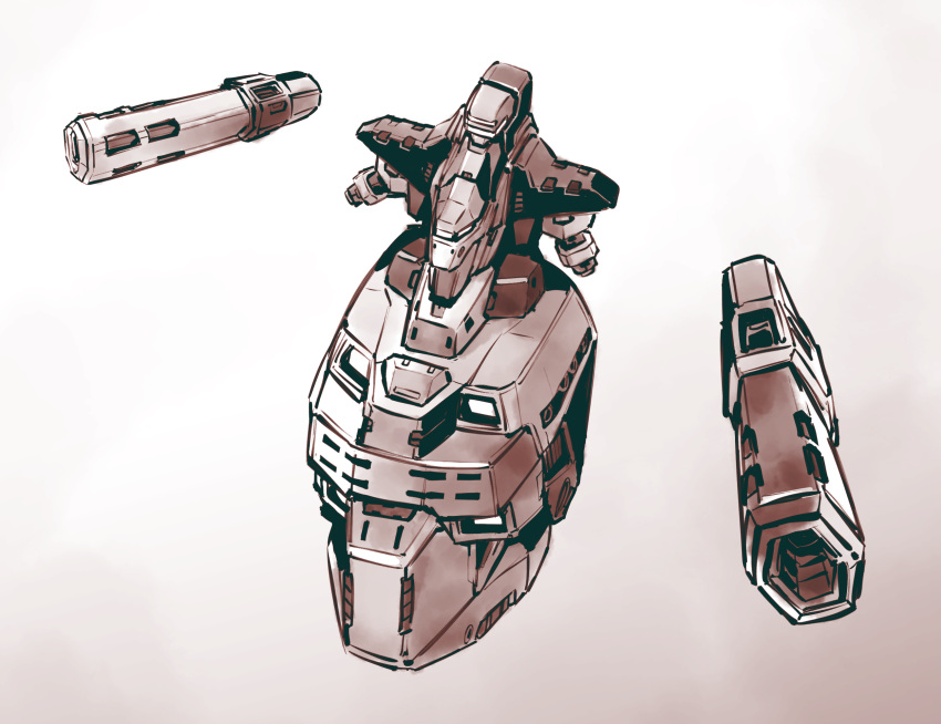 arm_cannon bal-bas-bo detached_arms floating highres ishiyumi looking_ahead mecha no_humans no_legs science_fiction solo virtual_on visor weapon