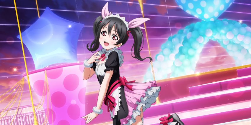 black_hair blush dress long_hair love_live!_school_idol_festival_all_stars red_eyes smile twintails yazawa_nico