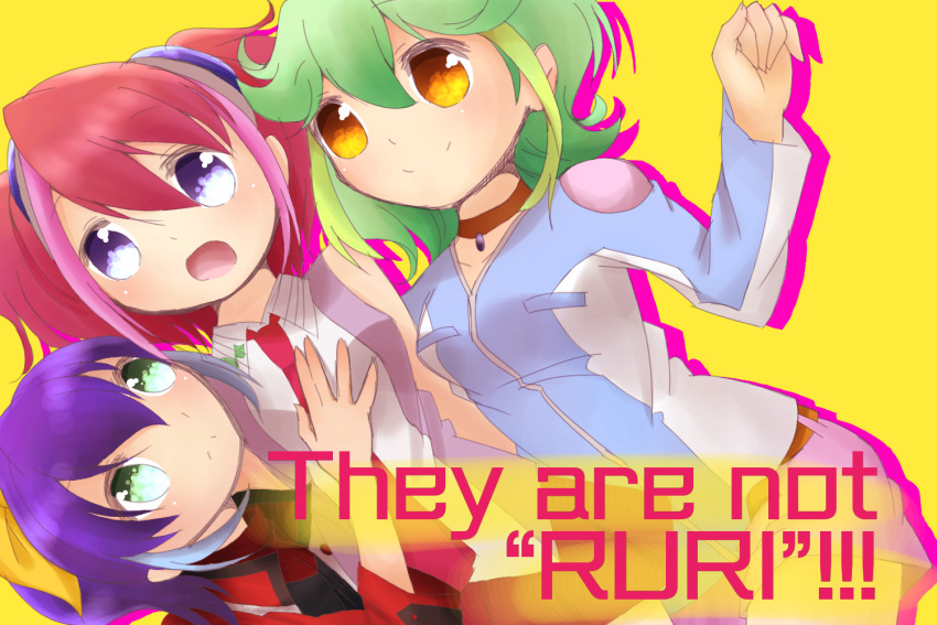 3girls ahoge blue_hair bracelet_girls dress dressing green_hair high_ponytail hiiragi_yuzu multicolored_hair pink_hair ponytail rin_(yuu-gi-ou_arc-v) serena_(yuu-gi-ou_arc-v) short_twintails yu-gi-oh! yu-gi-oh!_arc-v yuu-gi-ou yuu-gi-ou_arc-v zv_zd