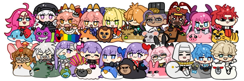6+boys 6+girls :3 ahoge animal animal_ear_fluff animal_ears animal_feet animal_hands apron bandages bangs bb_(fate) bb_(fate/extra) bear bell bird black_bow black_coat black_dress black_eyes black_headwear blonde_hair blue_bow blue_bowtie blue_dress blue_eyes blue_legwear blue_pants body_armor bow bowtie braid brown_hair cape cat cat_hair_ornament cat_paws chen_gong_(fate) cheshire_cat_(alice_in_wonderland) chibi chinese_clothes claws closed_eyes coat commentary_request crazy_eyes dark-skinned_male dark_skin deer dolphin dragon_girl dress earth_(planet) eating elephant elizabeth_bathory_(fate) elizabeth_bathory_(fate/extra_ccc) eyebrows_visible_through_hair facial_hair fang fate/extra fate/extra_ccc fate/extra_ccc_fox_tail fate/grand_order fate_(series) fox fox_ears fox_girl fox_tail francis_drake_(fate) french_braid ganesha_(fate) gauntlets gawain_(fate) glasses gorilla green_cape green_eyes green_pants grey_eyes grin hair_between_eyes hair_bow hair_intakes hair_ornament hair_over_eyes hair_ribbon hamster hand_on_own_chin hand_up hands_in_opposite_sleeves hans_christian_andersen_(fate) harness hat head_rest holding holding_animal horns horse japanese_clothes jinako_carigiri jingle_bell kingprotea_(fate) knight koyanskaya_(fate) li_shuwen_(fate) light_blush lion lips long_hair long_sleeves looking_at_viewer lu_bu_(fate) maid_headdress meltryllis_(fate) mouse multiple_boys multiple_girls mustache naked_apron neck_bell nero_claudius_(fate) nero_claudius_(fate/extra) nun nursery_rhyme_(fate) one_eye_covered open_mouth orange_hair pants passionlip_(fate) penguin pigeon pink_bow pink_eyes pink_hair pirate_costume planet polar_bear ponytail pout purple_bow purple_hair rabbit rabbit_ears rainbow_gradient red_bow red_coat red_dress red_eyes red_ribbon redhead reins ribbon riding robin_hood_(fate) scar scar_on_face sesshouin_kiara sharp_teeth sheep short_hair sidelocks silver_hair simple_background sitting skin_fang sleeping sleeves_past_wrists smile smug tail tamamo_(fate) tamamo_cat_(fate) tamamo_no_mae_(fate/extra) teardrop teeth tiger tiger_stripes v-shaped_eyebrows veil violet_eyes vlad_iii_(fate/extra) wada_arco whiskers white_background white_coat white_headdress white_legwear wide_sleeves wolf yellow_eyes