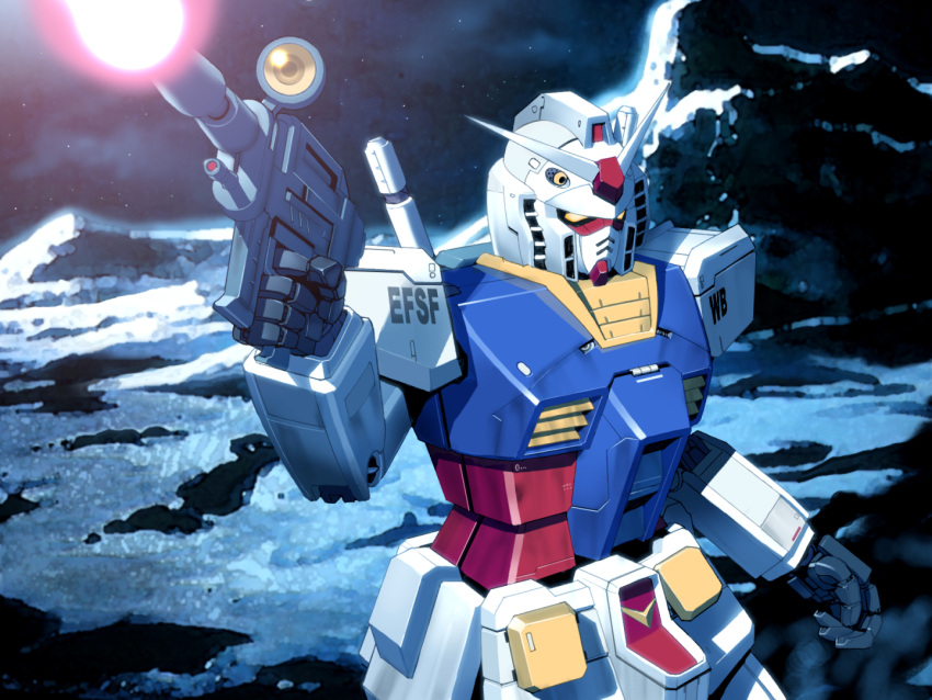 anaheim_girl's_love_story beam_rifle energy_gun firing game_cg gun gundam holding holding_gun holding_weapon konsu_konsuke mecha mobile_suit mobile_suit_gundam no_humans open_hand orange_eyes rx-78-2 solo space v-fin weapon