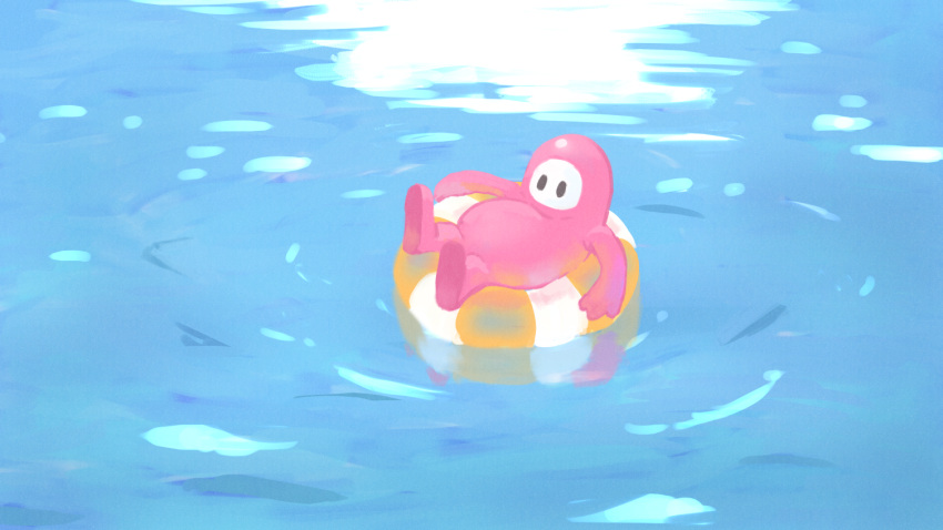 1other afloat fall_guy fall_guys innertube lying on_back ripples solid_oval_eyes solo umiroku water
