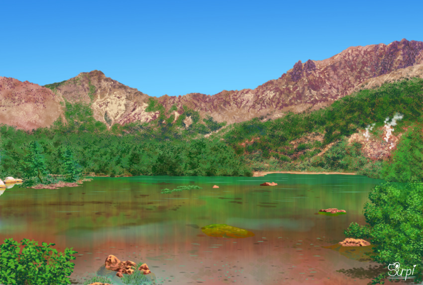 blue_sky bush day landscape nature no_humans original outdoors rock scenery sky suupii wetland